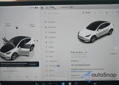 2022 Tesla Model Y Long Range Dual Motor All-Wheel Drive из США, поврежденный, VIN 7SAYGDEE5NF362492